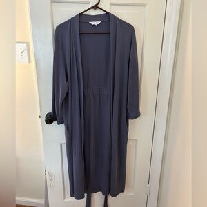 THE COMPANY STORE BLUE PIMA COTTON ROBE WITH ATTACHED BELT ABD POCKETS SIZE L